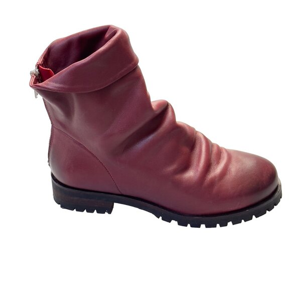 SKECHERS Women’s Boots Burgundy Leather Slouchy Ankle Cuffed Rear Zip Size 7.5M - Picture 9 of 13